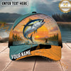 Maxcorners Fishing Sunset Angler Landscape Personalized Name 3D Cap (12 Fish Species)