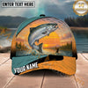 Maxcorners Fishing Sunset Angler Landscape Personalized Name 3D Cap (12 Fish Species)
