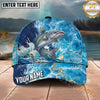 Maxcorners Fishing Ocean Wave Splash Personalized Name 3D Cap (12 Fish Species)