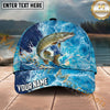 Maxcorners Fishing Ocean Wave Splash Personalized Name 3D Cap (12 Fish Species)