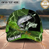 Maxcorners Fishing Green Lightning Happy Quote Personalized Name 3D Cap (12 Fish Species)