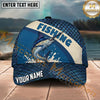 Maxcorners Fishing Blue Scale Pattern Bold Splash Personalized Name 3D Cap (12 Fish Species)