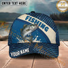 Maxcorners Fishing Blue Scale Pattern Bold Splash Personalized Name 3D Cap (12 Fish Species)