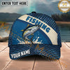 Maxcorners Fishing Blue Scale Pattern Bold Splash Personalized Name 3D Cap (12 Fish Species)