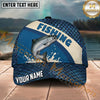 Maxcorners Fishing Blue Scale Pattern Bold Splash Personalized Name 3D Cap (12 Fish Species)