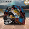 Maxcorners Fishing Lure Strike Geometric Stripe Personalized Name 3D Cap (12 Fish Species)