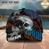 Maxcorners Fishing Lure Strike Geometric Stripe Personalized Name 3D Cap (12 Fish Species)