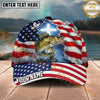 Maxcorners Fishing Patriotic Flag Faith Splash Personalized Name 3D Cap (12 Fish Species)