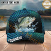 Maxcorners Fishing Blue Scale Water Splash Personalized Name 3D Cap (12 Fish Species)