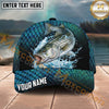 Maxcorners Fishing Blue Scale Water Splash Personalized Name 3D Cap (12 Fish Species)