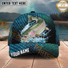 Maxcorners Fishing Blue Scale Water Splash Personalized Name 3D Cap (12 Fish Species)