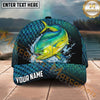 Maxcorners Fishing Blue Scale Water Splash Personalized Name 3D Cap (12 Fish Species)