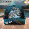 Maxcorners Fishing Blue Scale Water Splash Personalized Name 3D Cap (12 Fish Species)