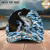 Maxcorners Fishing Blue Camo Carbon Splash Personalized Name 3D Cap (12 Fish Species)
