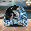 Maxcorners Fishing Blue Camo Carbon Splash Personalized Name 3D Cap (12 Fish Species)