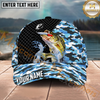 Maxcorners Fishing Blue Camo Carbon Splash Personalized Name 3D Cap (12 Fish Species)