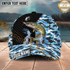 Maxcorners Fishing Blue Camo Carbon Splash Personalized Name 3D Cap (12 Fish Species)