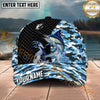 Maxcorners Fishing Blue Camo Carbon Splash Personalized Name 3D Cap (12 Fish Species)