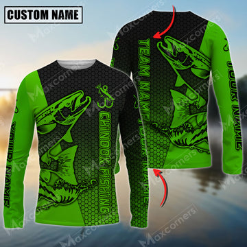 Maxcorne Chinook Fishing Green Basic Pattern  Personalized 3D Long Sleeve Shirt
