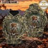 Maxcorners Woodland Camouflage Duck Hunting Dog Personalized Name 3D Hoodie (8 Hunting Dog Options)