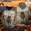 Maxcorners Blue Sky Wetland Duck Hunting Personalized Name 3D Hoodie (8 Hunting Dog Options)