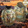Maxcorners Flying Waterfowl Marsh Camouflage Duck Hunting Personalized Name 3D Hoodie (8 Hunting Dog Options)