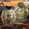 Maxcorners Flying Waterfowl Marsh Camouflage Duck Hunting Personalized Name 3D Hoodie (8 Hunting Dog Options)