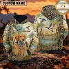Maxcorners Flying Waterfowl Marsh Camouflage Duck Hunting Personalized Name 3D Hoodie (8 Hunting Dog Options)