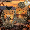 Maxcorners Orange Sunset Flying Ducks Duck Hunting Personalized Name 3D Hoodie (8 Hunting Dog Options)