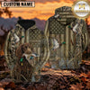 Maxcorners Rustic American Flag Duck Hunting Personalized Name 3D Hoodie (8 Hunting Dog Options)