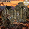Maxcorners Rustic American Flag Duck Hunting Personalized Name 3D Hoodie (8 Hunting Dog Options)