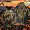 Maxcorners Geometric Marsh Camouflage Duck Hunting Personalized Name 3D Hoodie (8 Hunting Dog Options)