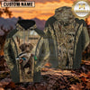 Maxcorners Geometric Marsh Camouflage Duck Hunting Personalized Name 3D Hoodie (8 Hunting Dog Options)