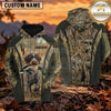 Maxcorners Geometric Marsh Camouflage Duck Hunting Personalized Name 3D Hoodie (8 Hunting Dog Options)