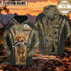 Maxcorners Geometric Marsh Camouflage Duck Hunting Personalized Name 3D Hoodie (8 Hunting Dog Options)