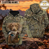Maxcorners Tactical Reed Camouflage Duck Hunting Personalized Name 3D Hoodie (8 Hunting Dog Options)