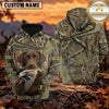 Maxcorners Tactical Reed Camouflage Duck Hunting Personalized Name 3D Hoodie (8 Hunting Dog Options)