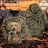 Maxcorners Tactical Reed Camouflage Duck Hunting Personalized Name 3D Hoodie (8 Hunting Dog Options)