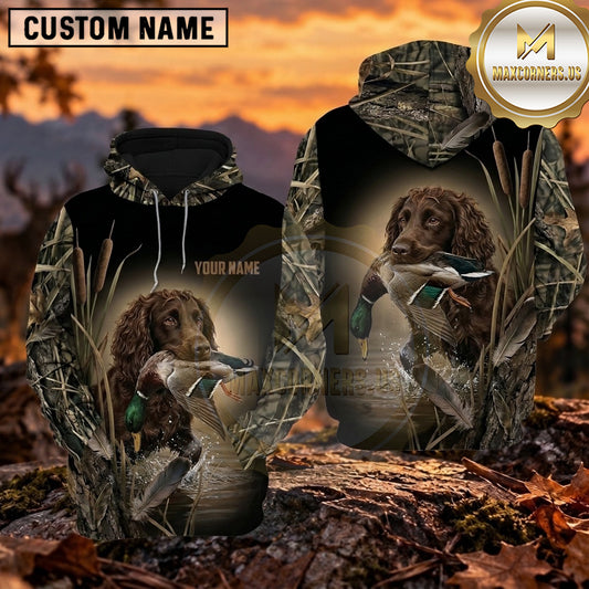 Maxcorners Dark Forest Retriever Duck Hunting Personalized Name 3D Hoodie (8 Hunting Dog Options)