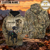 Maxcorners Rustic Hunting Cabin Duck Hunting Dog Personalized Name 3D Hoodie (8 Hunting Dog Options)