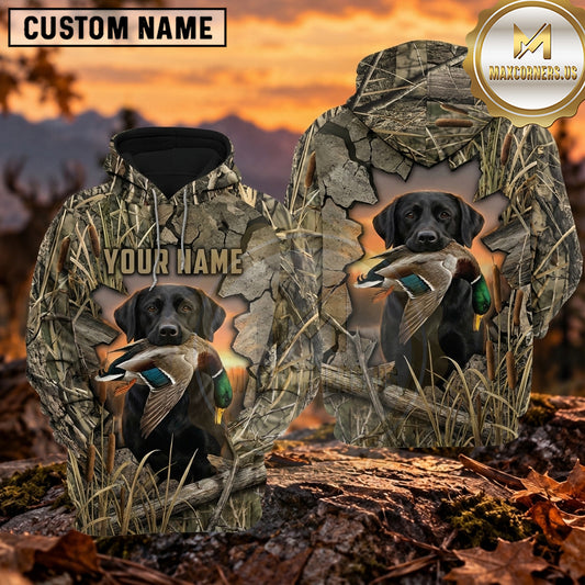 Maxcorners Realistic Retriever Portrait Duck Hunting Personalized Name 3D Hoodie (8 Hunting Dog Options)