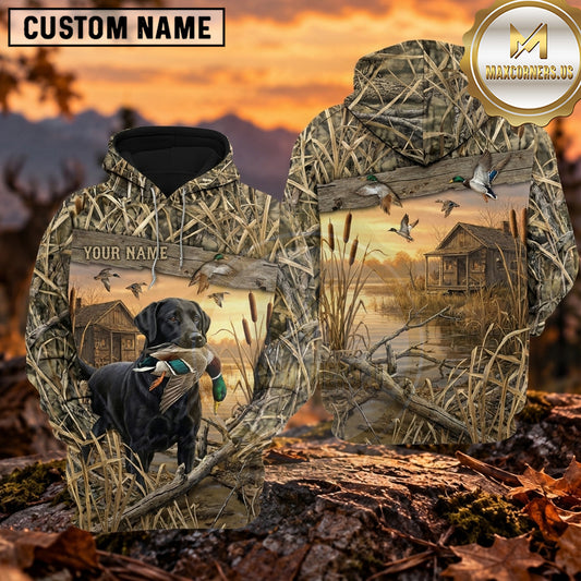 Maxcorners Golden Wetland Duck Hunting Dog Personalized Name 3D Hoodie (8 Hunting Dog Options)