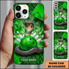 Maxcorners Bowling Phone Case Venomous Cobra Snake Coiled Ball Pins Strike Lightning Bolts Snake Skin Texture Personalized Name Multi Options Cover (7 Colors)