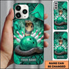 Maxcorners Bowling Phone Case Venomous Cobra Snake Coiled Ball Pins Strike Lightning Bolts Snake Skin Texture Personalized Name Multi Options Cover (7 Colors)
