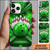 Maxcorners Bowling Phone Case Marble Texture Ball Pins Chevron Grid Carbon Fiber Frame Smoke Personalized Name Multi Options Cover (7 Colors)