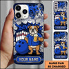 Maxcorners Bowling Phone Case Bulldog Mascot Shirt Holding Beer Mug Ball Pins Graffiti Crack Wall Personalized Name Multi Options Cover (7 Colors)
