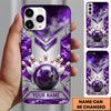Maxcorners Bowling Phone Case Camouflage Camo Pattern Ball Pins Chevron Grid Metal Plate Concrete Wall Personalized Name Multi Options Cover (7 Colors)