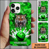 Maxcorners Bowling Phone Case Roaring Tiger Wild Animal Camo Camouflage Pattern Ball Pins Shattered Wall Personalized Name Multi Options Cover (7 Colors)