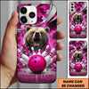 Maxcorners Bowling Phone Case Fierce Bear Fangs Electric Lightning Strikes Camo Camouflage Ball Pins Personalized Name Multi Options Cover (7 Colors)
