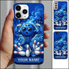 Maxcorners Bowling Phone Case Muscular Ball Character Sunglasses Flexing Biceps Shattered Pins Smoke Graffiti Personalized Name Multi Options Cover (7 Colors)
